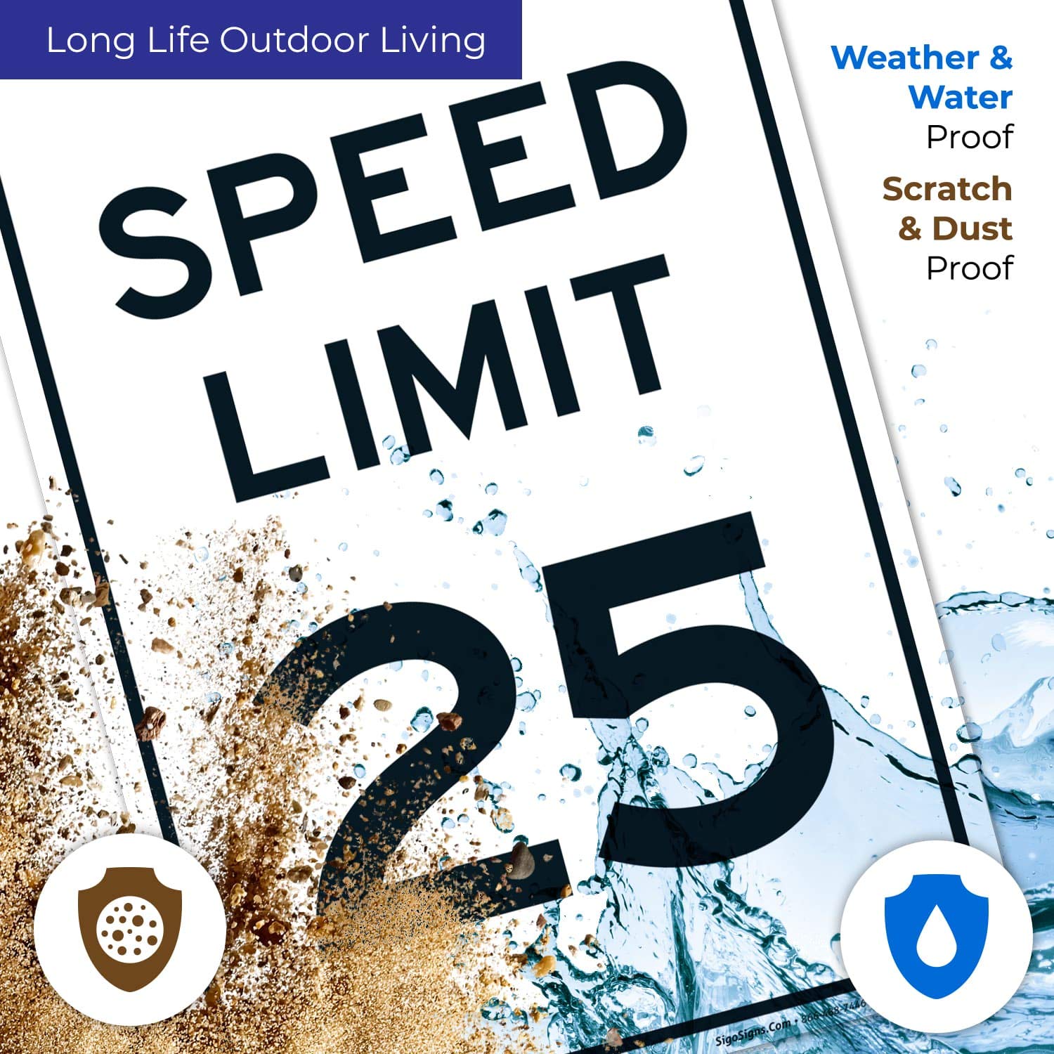 Speed Limit 25 MPH Sign, 12x18 Inches, Rust Free .063 Aluminum